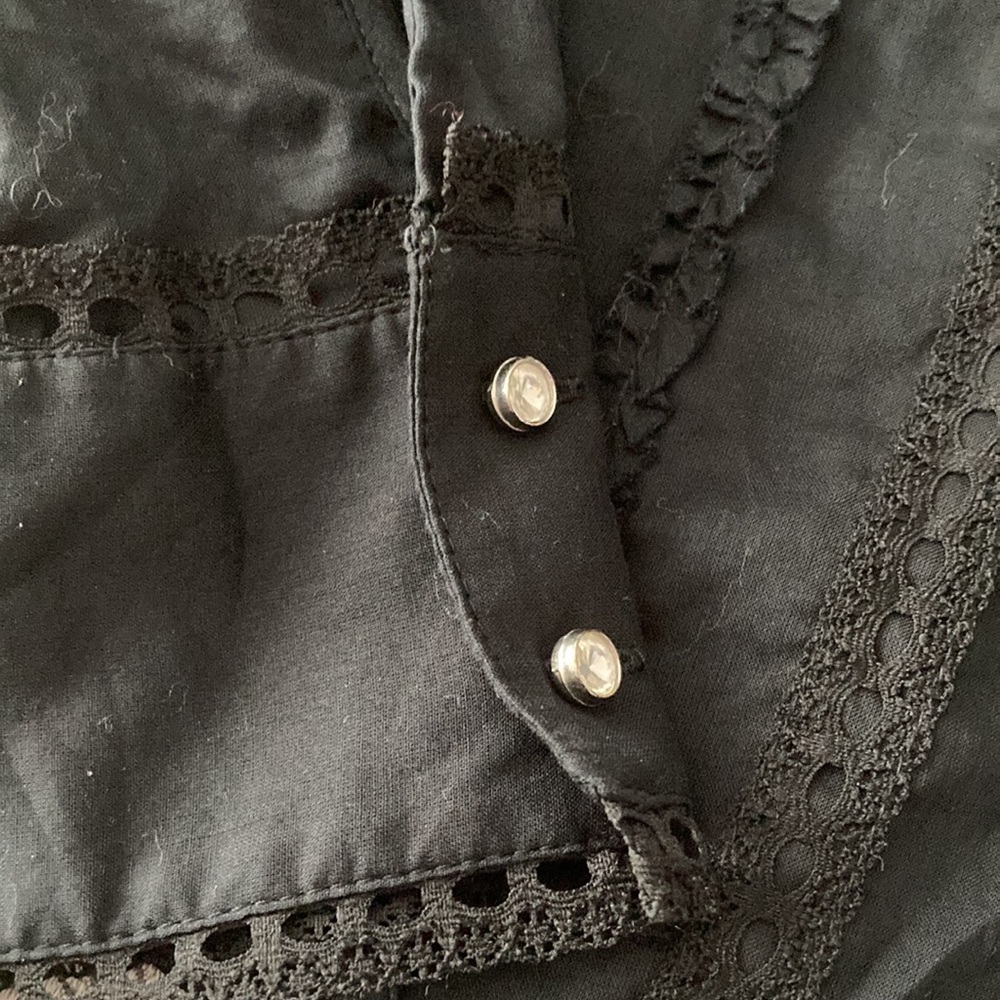 Express size M collarless,sheer black  button down - Picture 4 of 8